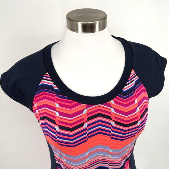 Title Nine Women’s Gidget 2.0 Navy Multi Stripes Short Sleeve Knit Dress Size S - Picture 3 of 12